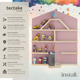 tectake Mylittle Story Pink House Design Wall Mounted Floating Shelf - Size: 60 x 50 x 15.5cm - Wilko - thumbnail 7