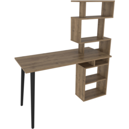 Decorotika Vina 7 Shelf Computer Desk with Bookcase Walnut - Size: 146.6 x 138.6 x 55cm - Brown - Wilko - thumbnail 3