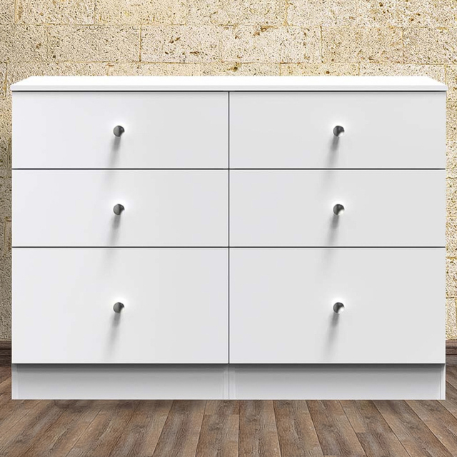 Crowndale Yarmouth 6 Drawer White Midi Chest Ready Assembled - Wilko - image 1