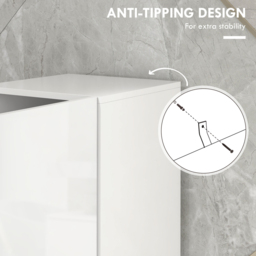 Kleankin 2 Door 2 Shelf White High Gloss Bathroom Storage Cabinet - Size: 181.5 cm x 30.0 cm x 30.0 cmcm - Wilko - thumbnail 7