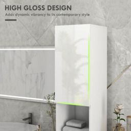 Kleankin 2 Door 2 Shelf White High Gloss Bathroom Storage Cabinet - Size: 181.5 cm x 30.0 cm x 30.0 cmcm - Wilko - thumbnail 5