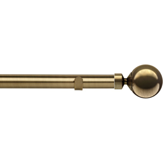 New Edge Blinds 70cm Fixed Length Antique Brass Eyelet Metal Curtain Pole Set with Sphere Finial - Wilko - image 1