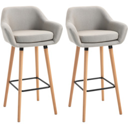 Portland Beige Upholstered Bar Stool Set of 2 - Cream - Wilko - thumbnail 3