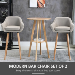 Portland Beige Upholstered Bar Stool Set of 2 - Cream - Wilko - thumbnail 5