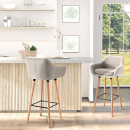 Portland Beige Upholstered Bar Stool Set of 2 - Cream - Wilko - thumbnail 4
