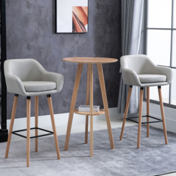 Portland Beige Upholstered Bar Stool Set of 2 - Cream - Wilko - thumbnail 1