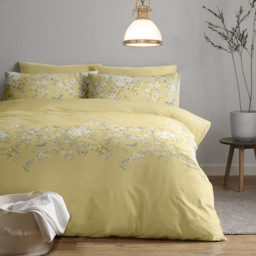 Bellissimo Blossom Border King Size Ochre Duvet Set - Multi - Wilko