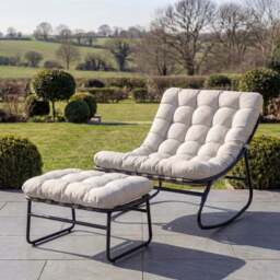 Artemis Home Solace Beige Garden Rocking Chair with Stool - Size: Single - Brown - Wilko