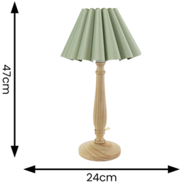 ValueLights Victoria Sage Green Scallop Shade Light Wood LED Table Lamp - Cream - Wilko - thumbnail 5