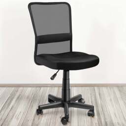 tectake Patrick Black Height Adjustable Padded Office Chair - Size: 95 x 50 x 43cm - Wilko