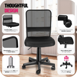 tectake Patrick Black Height Adjustable Padded Office Chair - Size: 95 x 50 x 43cm - Wilko - thumbnail 5