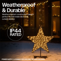 Xmas Haus Black 100 Warm White LED Star on Stand Christmas Decoration 30 x 44cm - Size: 300 x 440 x 90cm - Wilko - thumbnail 5