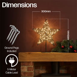 Xmas Haus Black 100 Warm White LED Star on Stand Christmas Decoration 30 x 44cm - Size: 300 x 440 x 90cm - Wilko - thumbnail 3