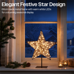 Xmas Haus Black 100 Warm White LED Star on Stand Christmas Decoration 30 x 44cm - Size: 300 x 440 x 90cm - Wilko - thumbnail 4