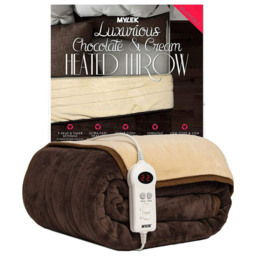 MYLEK Chocolate Reversible Heated Throw - Size: 160 x 180 cm - Brown - Wilko - thumbnail 5
