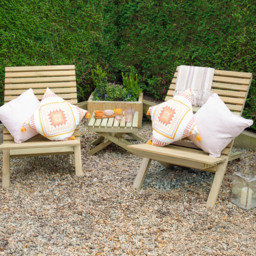 Forest Garden 2 Seater Slatted Chair and Table Set - Green - Wilko - thumbnail 1