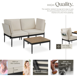 tectake Magaluf 2 Seater 5 in 1 Garden Lounge Set - Grey - Wilko - thumbnail 4
