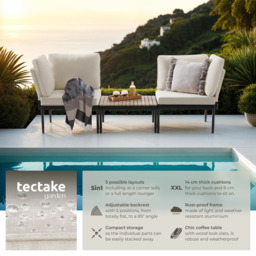 tectake Magaluf 2 Seater 5 in 1 Garden Lounge Set - Grey - Wilko - thumbnail 7