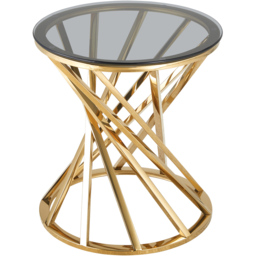 Comfy Living Gold Round Tinted Glass Side Table - Size: 55 x 50 x 50cm - Wilko - thumbnail 4