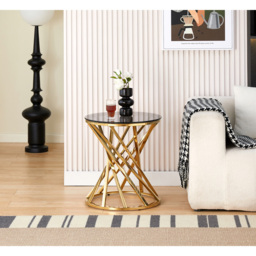 Comfy Living Gold Round Tinted Glass Side Table - Size: 55 x 50 x 50cm - Wilko - thumbnail 7