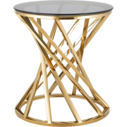 Comfy Living Gold Round Tinted Glass Side Table - Size: 55 x 50 x 50cm - Wilko - thumbnail 3