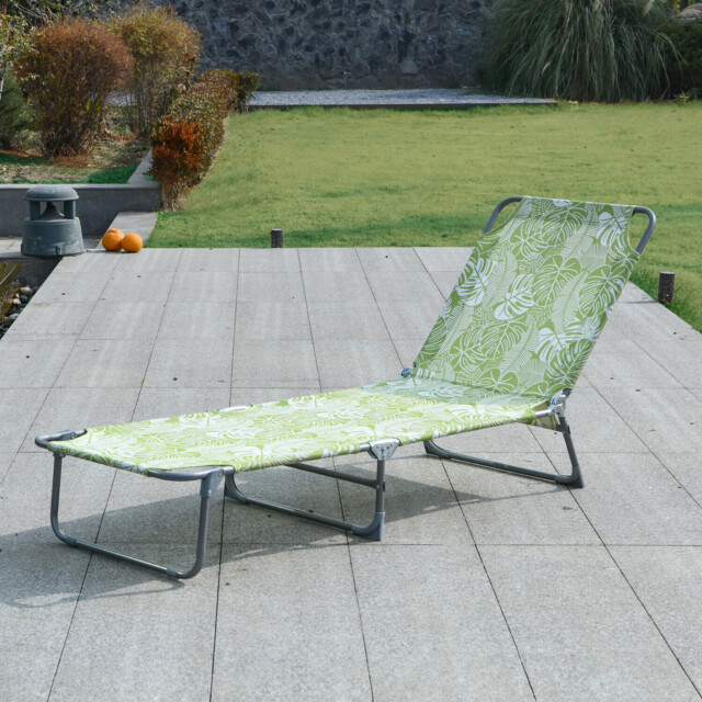 Tropical Leaf Sun Lounger - Green and White - Outdoor Essentials - Wilko - image 1