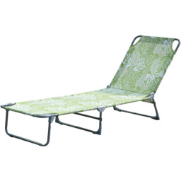 Tropical Leaf Sun Lounger - Green and White - Outdoor Essentials - Wilko - thumbnail 4