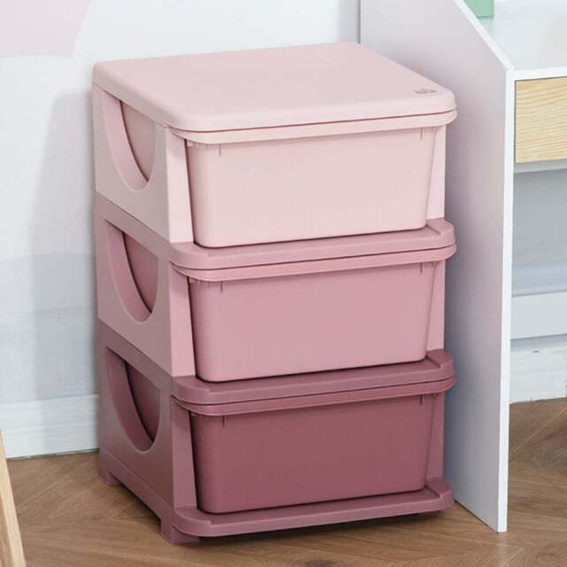 Playful Haven Pink 3 Drawers Kids Storage Unit - Size: 37 x 37 x 56.5cm - Wilko - image 1