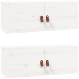vidaXL 2 Door White Wall Cabinet 2 Pack - Size: 30 x 80 x 30cm - Wilko - thumbnail 3