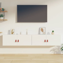 vidaXL 2 Door White Wall Cabinet 2 Pack - Size: 30 x 80 x 30cm - Wilko - thumbnail 1