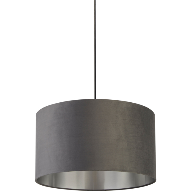 Lighting Collection Dark Grey Silver Inner Velvet Drum Shade 50cm - Size: 28 x 50 x 50cm - Wilko - image 1