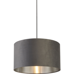 Lighting Collection Dark Grey Silver Inner Velvet Drum Shade 50cm - Size: 28 x 50 x 50cm - Wilko - thumbnail 4