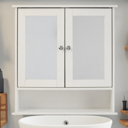 Premier Housewares White 2 Door Mirror Bathroom Cabinet - Size: 56 x 13 x 58cm - Wilko - thumbnail 1
