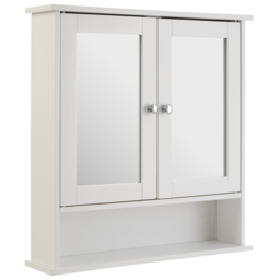 Premier Housewares White 2 Door Mirror Bathroom Cabinet - Size: 56 x 13 x 58cm - Wilko - thumbnail 3