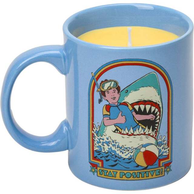Steve Rhodes Stay Positive Citrus and Sea Salt Scented Candle with Blue Mug - Size: 12 x 11.5 x 11.5cm - Light Blue - Wilko - image 1