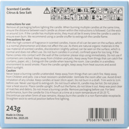 Steve Rhodes Stay Positive Citrus and Sea Salt Scented Candle with Blue Mug - Size: 12 x 11.5 x 11.5cm - Light Blue - Wilko - thumbnail 6