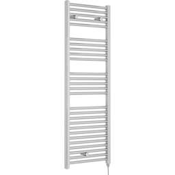 nuie Chrome 500W Round Electric Towel Rail 1375 x 480mm - Size: 13.75 x 4.8 x 0.3cm - Silver - Wilko