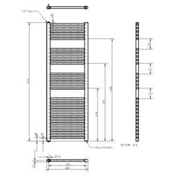nuie Chrome 500W Round Electric Towel Rail 1375 x 480mm - Size: 13.75 x 4.8 x 0.3cm - Silver - Wilko - thumbnail 3