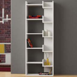 Decortie Oppa White 5 Zigzag Shelf Bookcase - Size: 5 Shelf - Wilko