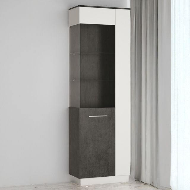 Florence Zingaro Single Door Glazed Left Hand Display Cabinet - Grey - Furniture To Go - Wilko - image 1