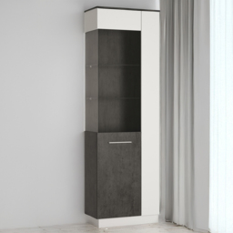 Florence Zingaro Single Door Glazed Left Hand Display Cabinet - Grey - Furniture To Go - Wilko - thumbnail 1