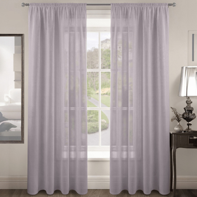 Velosso Riva Plain Mauve Slot Top Voile Panel Curtain 150 x 182cm - Size: W 150 x D 182cm - Purple - Wilko - image 1