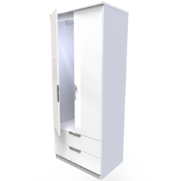 Crowndale Camden 2 Door 2 Drawer White Gloss and White Wardrobe Ready Assembled - White Gloss & White - Wilko - thumbnail 5