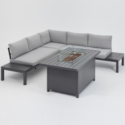 Home Detail Bahila 5 Seater Dark Grey L Shape Garden Sofa Set with Fire Pit Table - Wilko - thumbnail 3