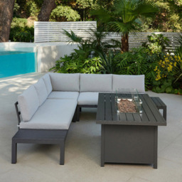 Home Detail Bahila 5 Seater Dark Grey L Shape Garden Sofa Set with Fire Pit Table - Wilko - thumbnail 7