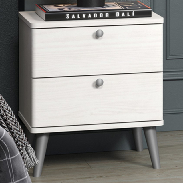 Core Products Augusta Curve 2 Drawer Bedside Table - White - Wilko - image 1
