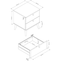 Core Products Augusta Curve 2 Drawer Bedside Table - White - Wilko - thumbnail 6