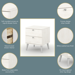 Core Products Augusta Curve 2 Drawer Bedside Table - White - Wilko - thumbnail 7