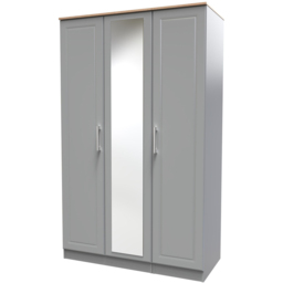 Crowndale Kent 3 Door Dusk Grey and Bardolino Oak Mirror Wardrobe - Wilko - thumbnail 5