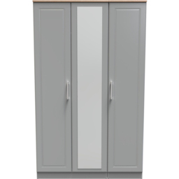Crowndale Kent 3 Door Dusk Grey and Bardolino Oak Mirror Wardrobe - Wilko - thumbnail 3